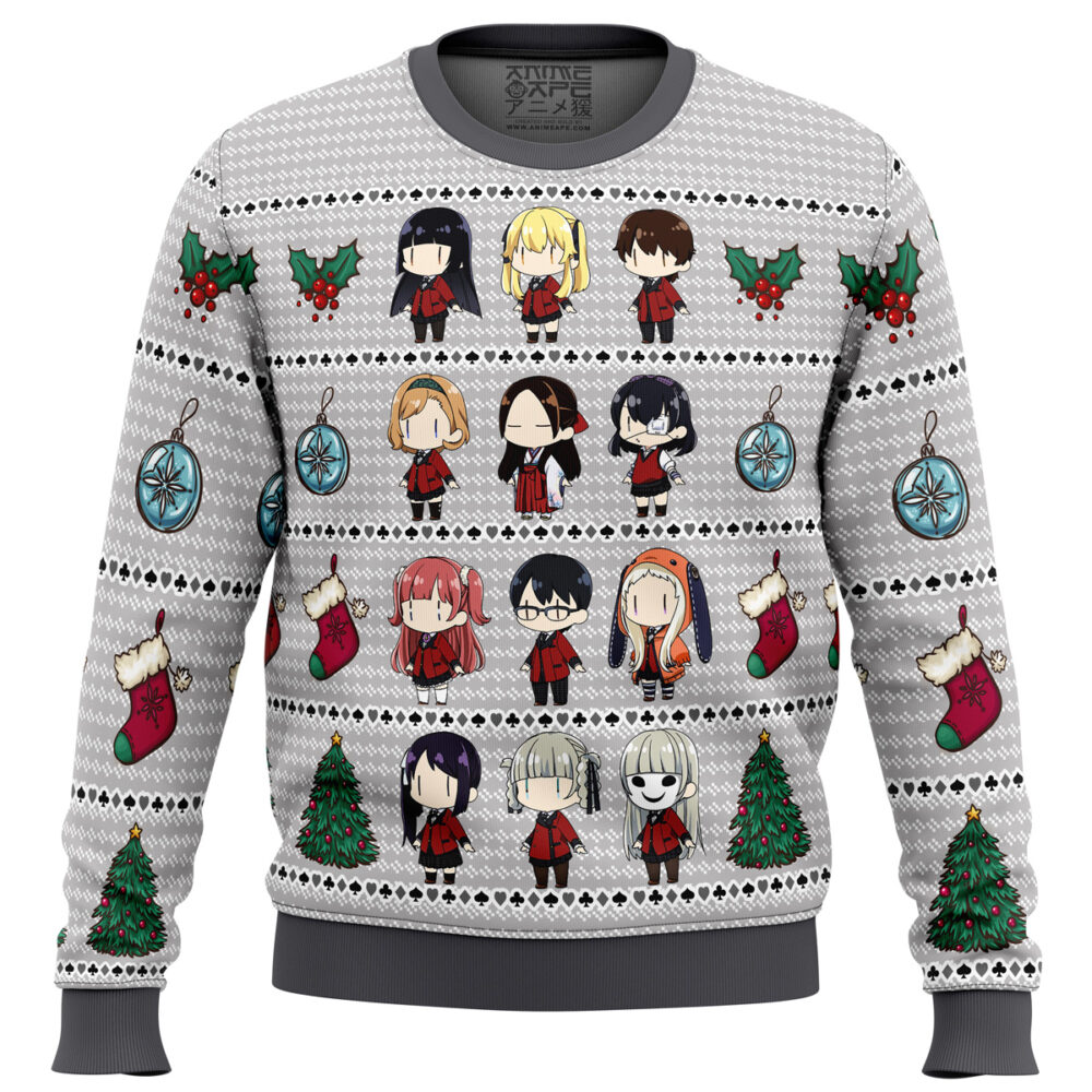 Kakegurui Chibi Gamblers Ugly Christmas Sweater - Holiday Jumper Sweatshirt - Narides