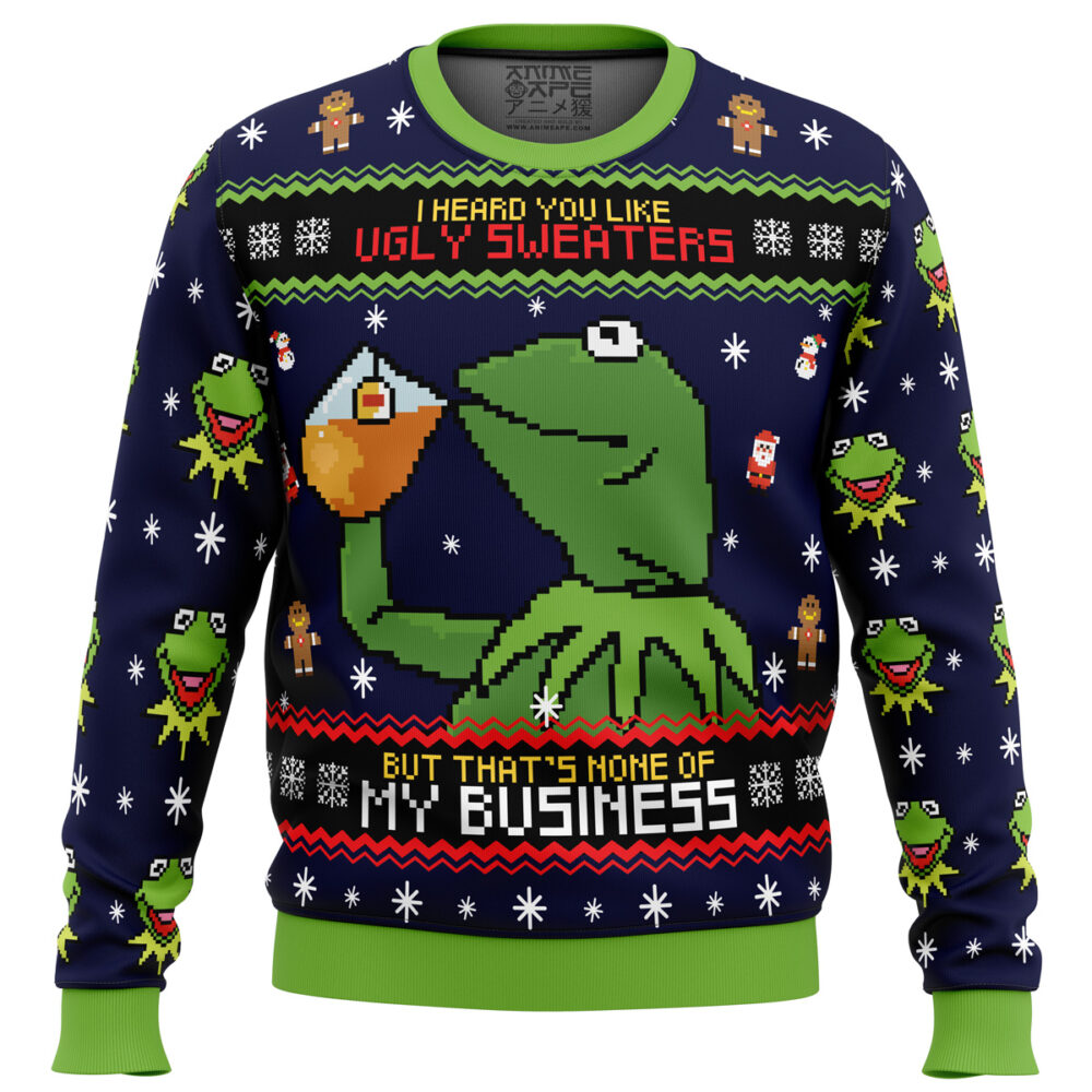 Kermit the Frog Ugly Christmas Sweater - Holiday Jumper Sweatshirt - Narides