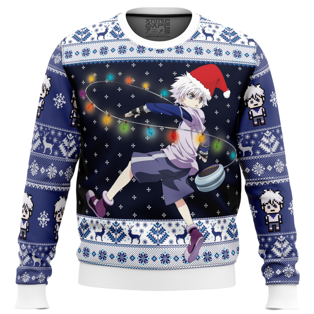 Killua Zoldyck v2 Hunter X Hunter Ugly Christmas Sweater - Holiday Jumper Sweatshirt - Narides