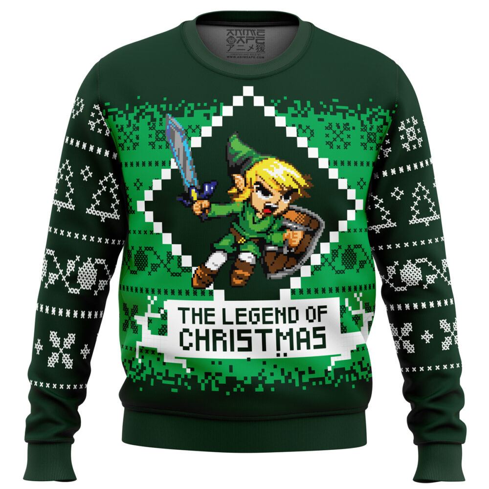 Legendary Warrior of Christmas Zelda Ugly Christmas Sweater - Holiday Jumper Sweatshirt - Narides