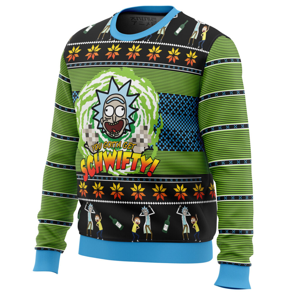 Let's Get Schwifty! Rick and Morty Ugly Christmas Sweater - Holiday Jumper Sweatshirt - Narides