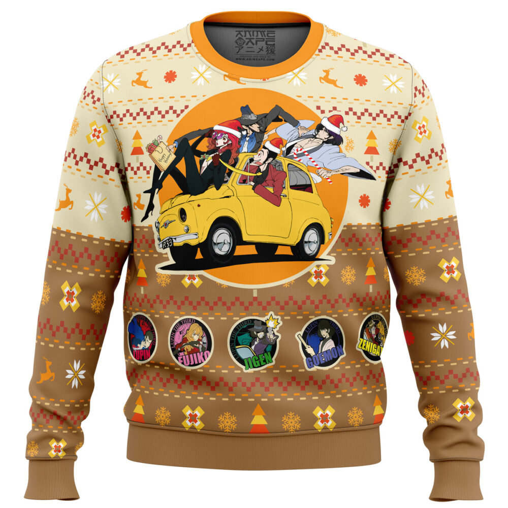 Lupin the 3rd Happy Trip Ugly Christmas Sweater - Holiday Jumper Sweatshirt - Narides