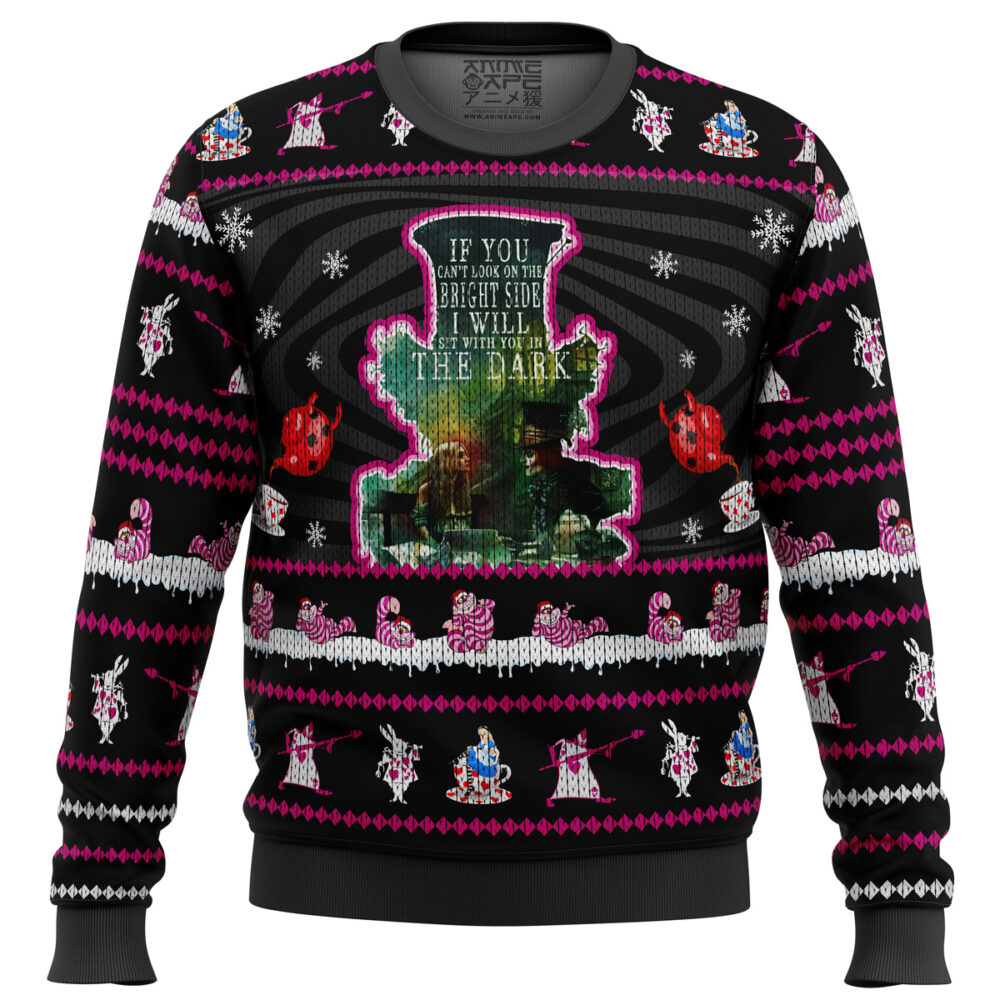 Mad Hatter Alice In Wonderland Ugly Christmas Sweater - Holiday Jumper Sweatshirt - Narides