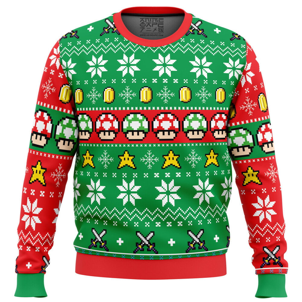 Mario Bros Ugly Christmas Sweater - Holiday Jumper Sweatshirt - Narides