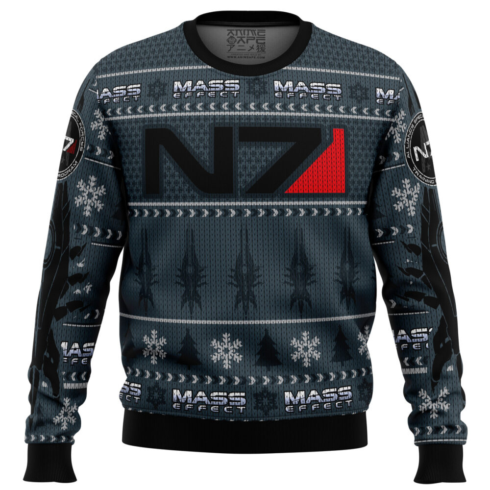 Mass Effect N7 Ugly Christmas Sweater - Holiday Jumper Sweatshirt - Narides