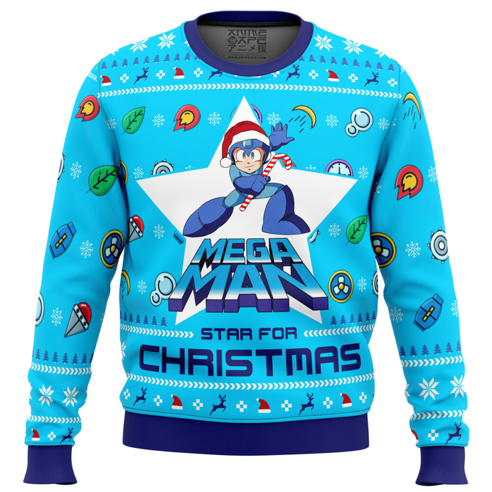 Mega Man Mega Christmas Ugly Christmas Sweater - Holiday Jumper Sweatshirt - Narides