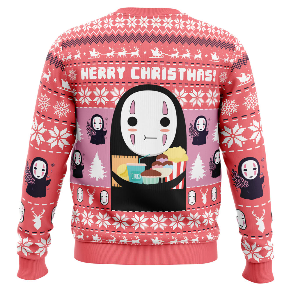 Merry Christmas No Face Spirited Away Ugly Christmas Sweater - Holiday Jumper Sweatshirt - Narides