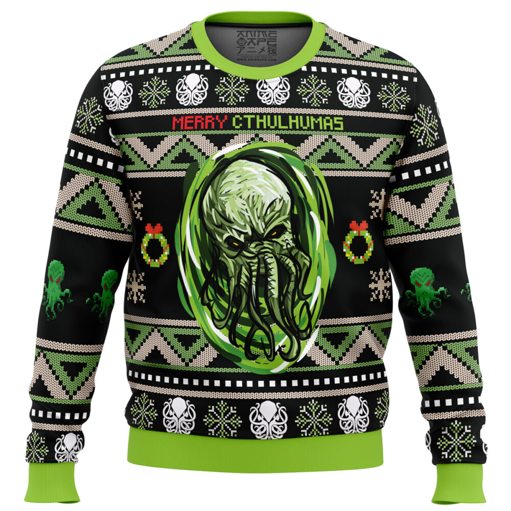 Merry Cthulhumas Cthulhu Ugly Christmas Sweater - Holiday Jumper Sweatshirt - Narides