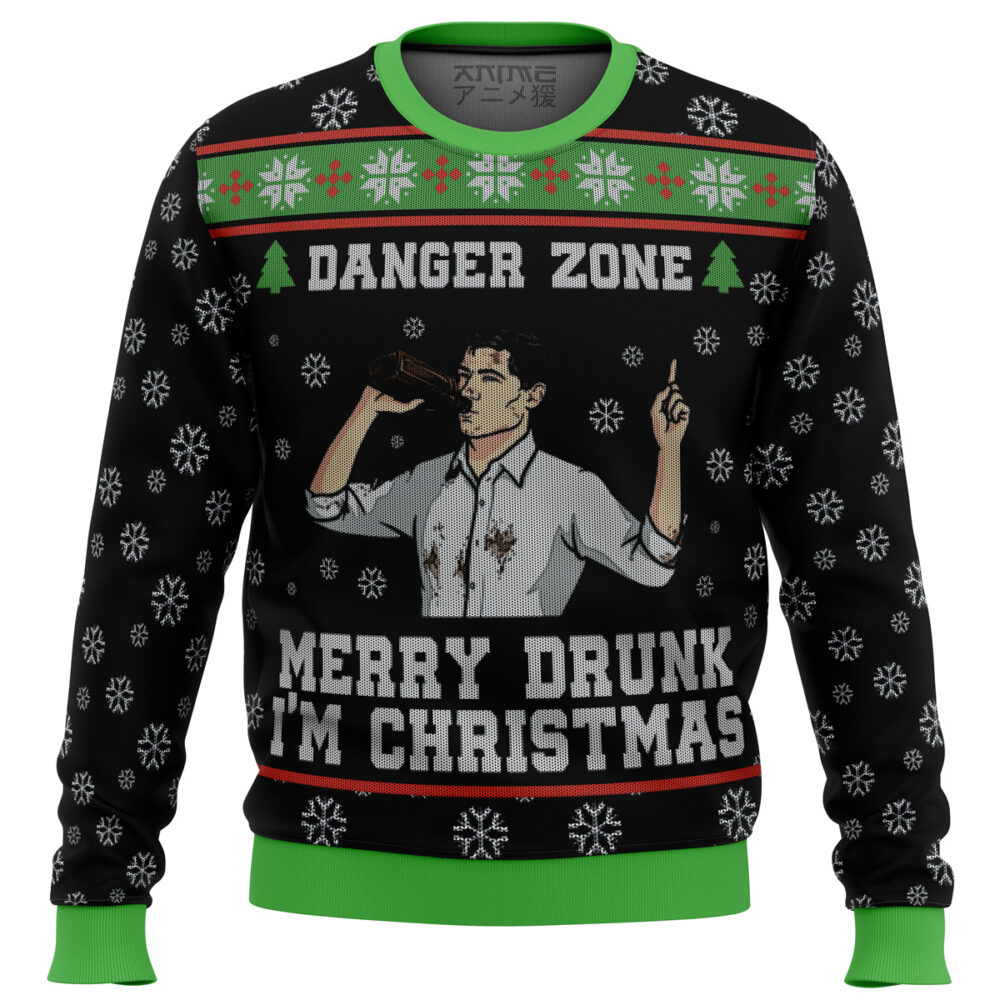 Merry Drunk I'm Christmas Sterling Archer Black Ugly Christmas Sweater - Holiday Jumper Sweatshirt - Narides