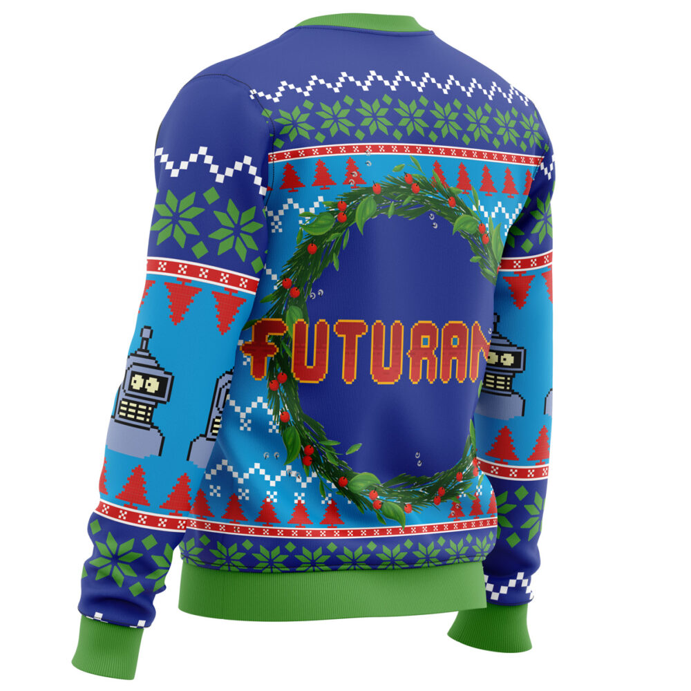 Merry Kissmyass Futurama Ugly Christmas Sweater - Holiday Jumper Sweatshirt - Narides