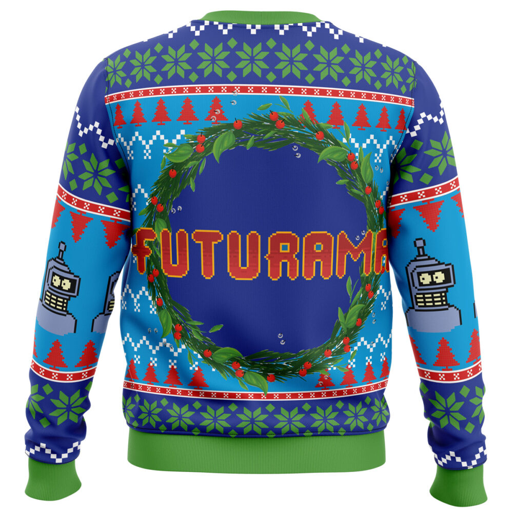 Merry Kissmyass Futurama Ugly Christmas Sweater - Holiday Jumper Sweatshirt - Narides