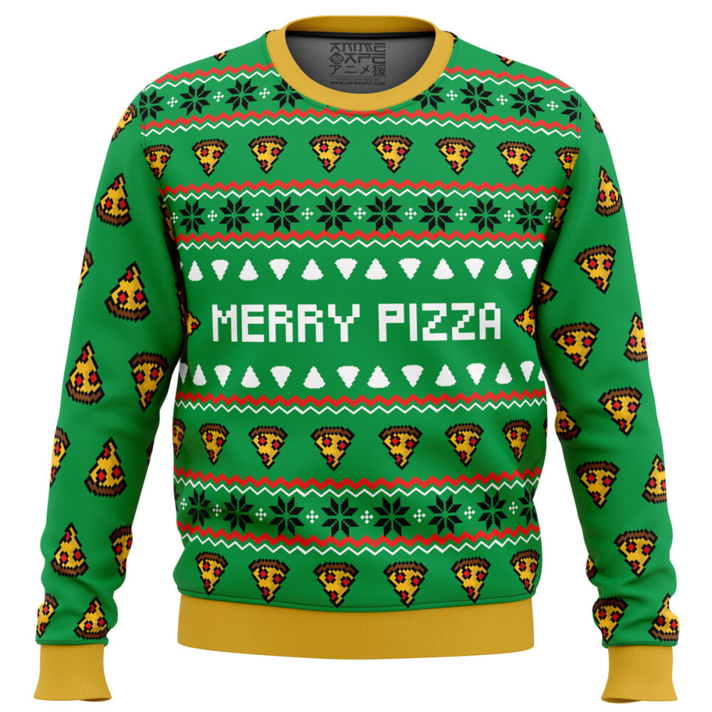 Merry Pizza Ugly Christmas Sweater - Holiday Jumper Sweatshirt - Narides