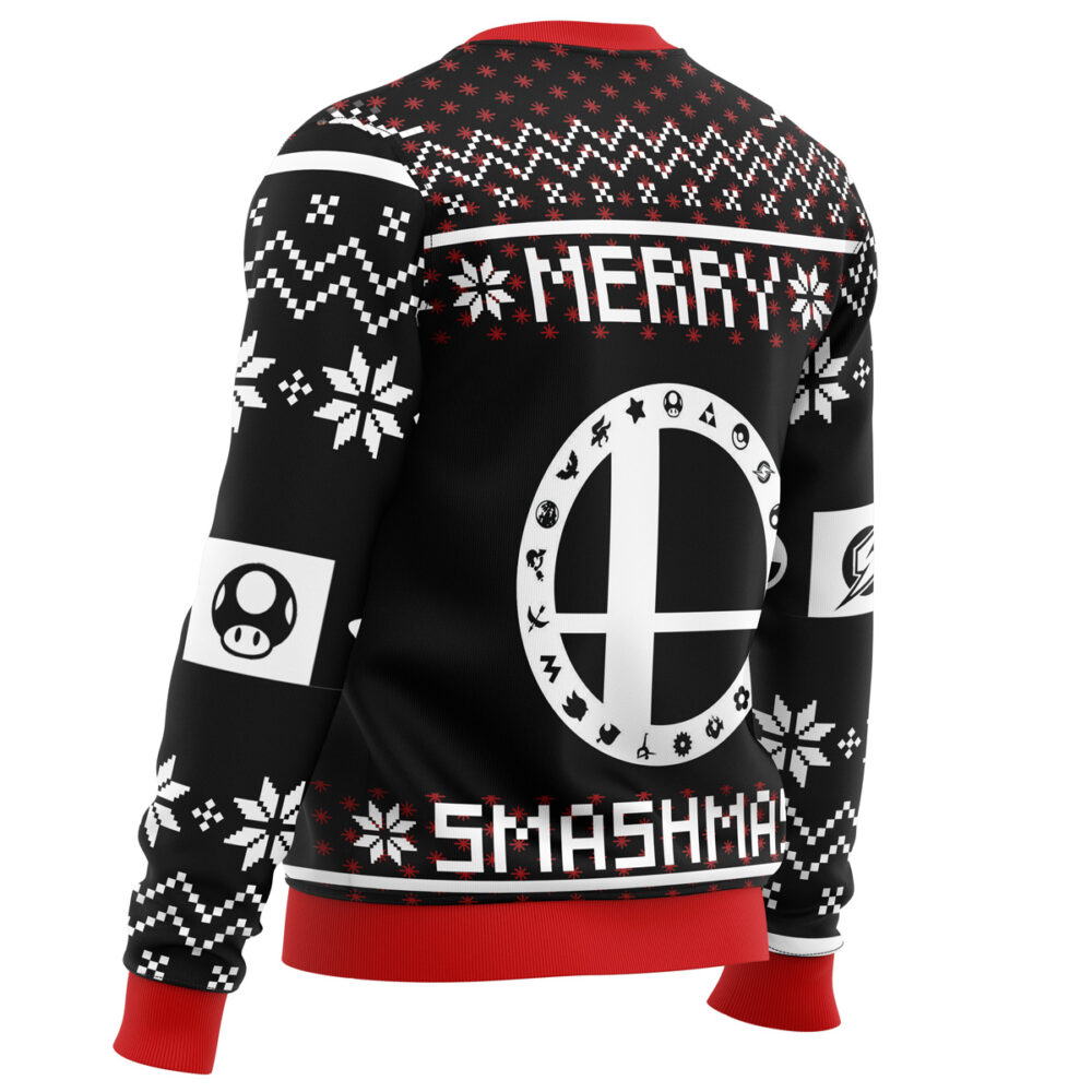 Merry Smashmas Super Smash Bros Ugly Christmas Sweater - Holiday Jumper Sweatshirt - Narides