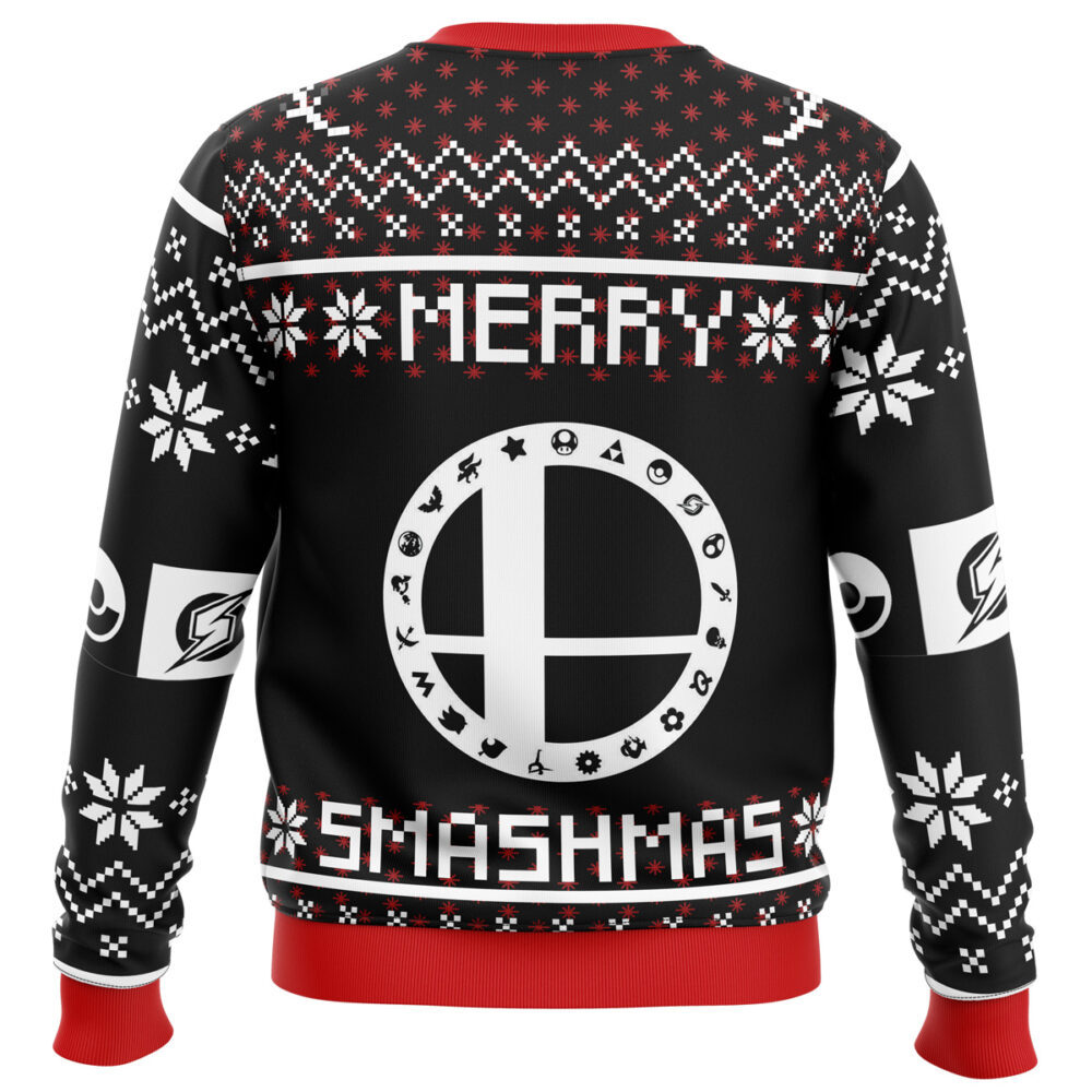 Merry Smashmas Super Smash Bros Ugly Christmas Sweater - Holiday Jumper Sweatshirt - Narides