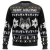 Merry Wolfmas Wolf Ugly Christmas Sweater - Holiday Jumper Sweatshirt - Narides