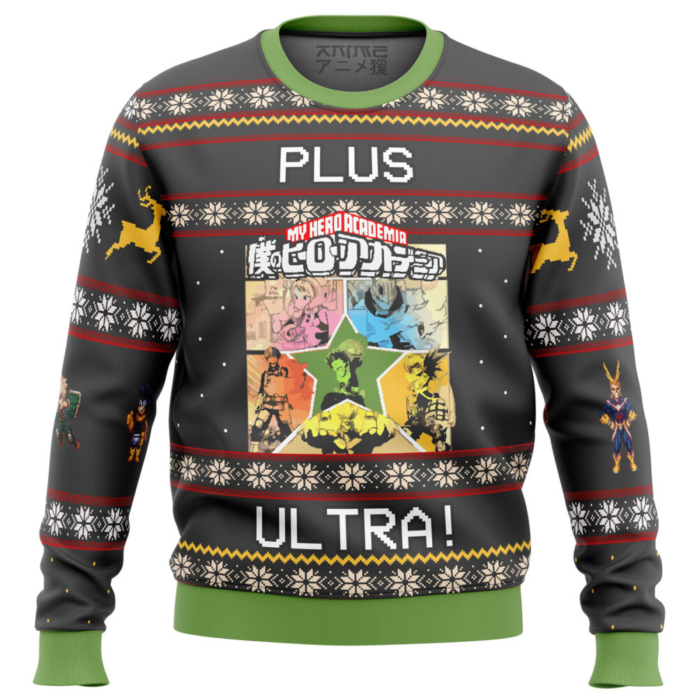 My Hero Academia Boku No Plus Ultra Ugly Christmas Sweater - Holiday Jumper Sweatshirt - Narides