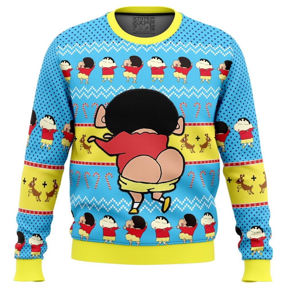 Naughty Shinnosuke Crayon Shin-chan Ugly Christmas Sweater - Holiday Jumper Sweatshirt - Narides