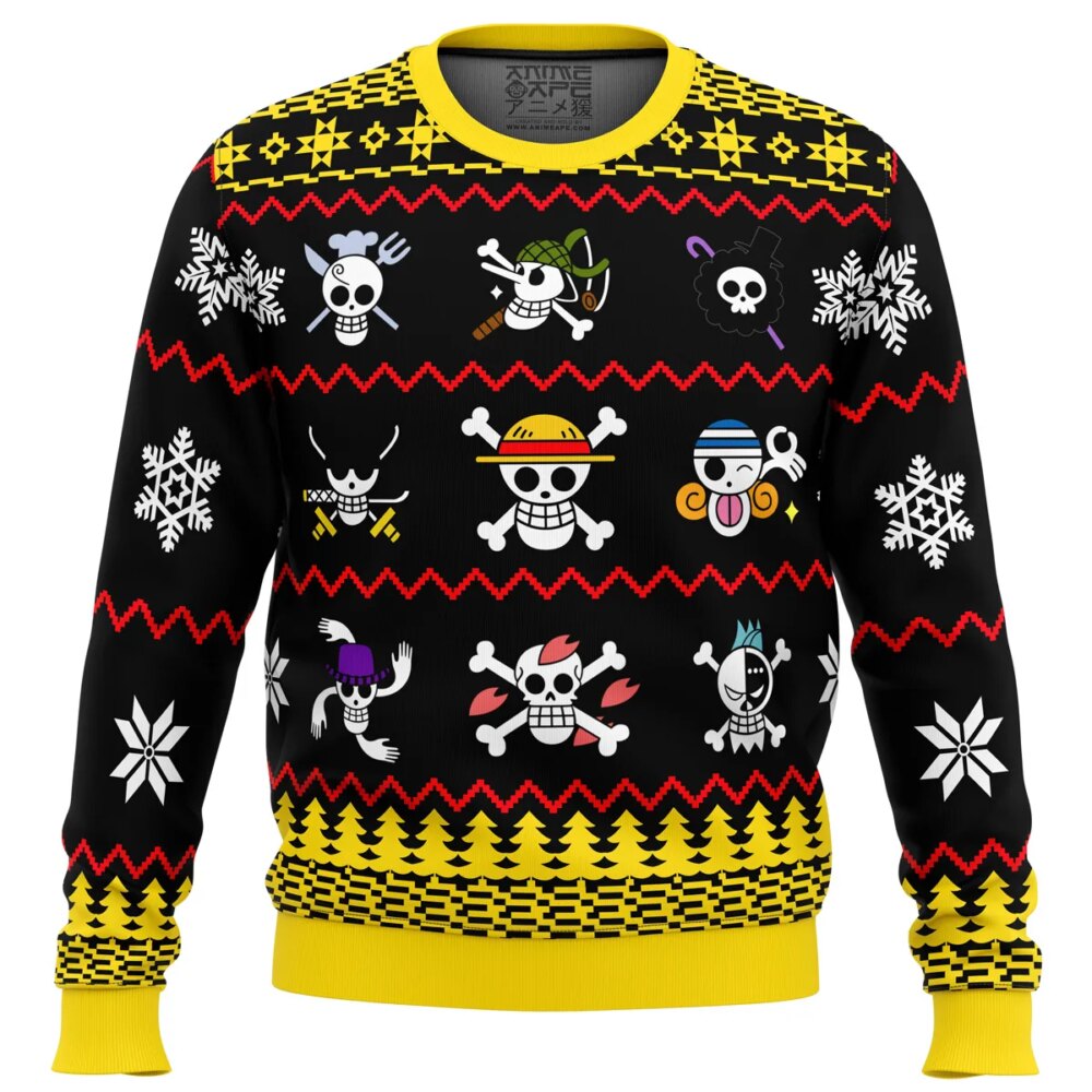 One Piece One Piece Flags Ugly Christmas Sweater - Holiday Jumper Sweatshirt - Narides