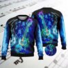 Paint Guitar Navy Christmas Ugly Sweater - Narides