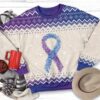 Purple And Blue Ribbon Awareness Christmas Limited Ugly Sweater - Narides