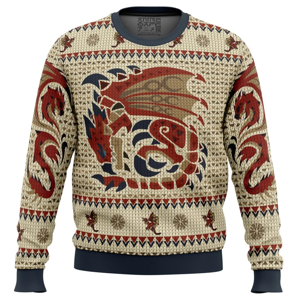 Rathalos Monster Hunter Ugly Christmas Sweater - Holiday Jumper Sweatshirt - Narides