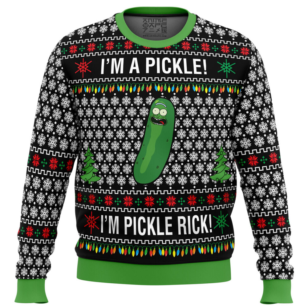 Rick and Morty Pickle Rick Ugly Christmas Sweater - Holiday Jumper Sweatshirt - Narides