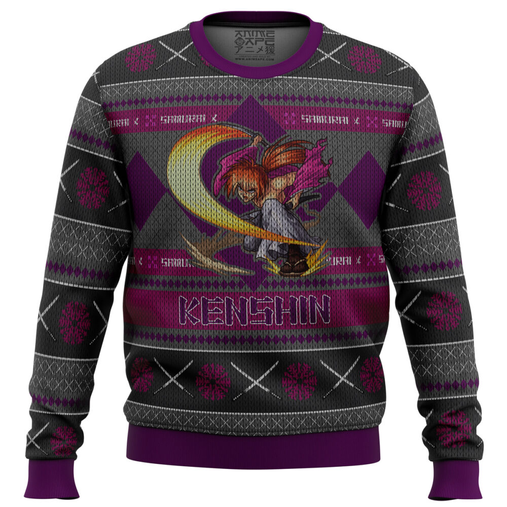 Rurouni Keshin Battousai Samurai X Ugly Christmas Sweater - Holiday Jumper Sweatshirt - Narides