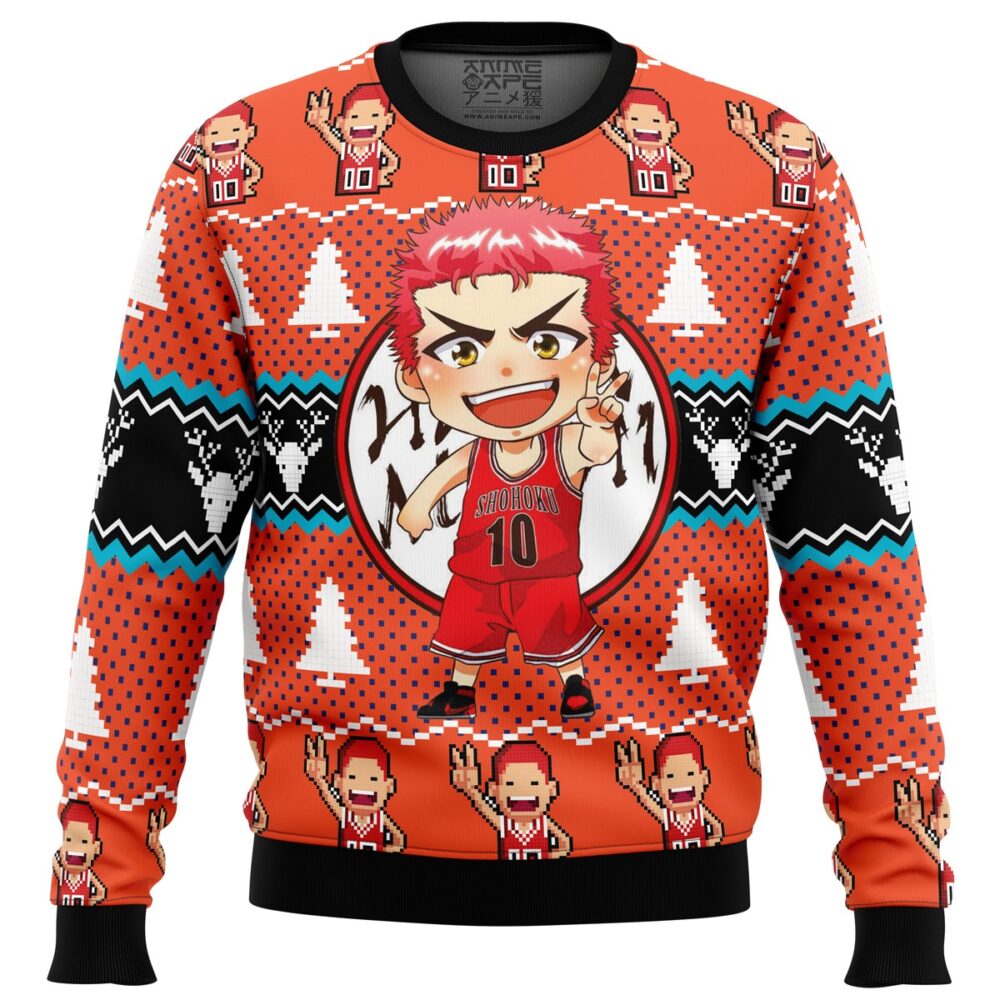 Sakuragi Hanamichi Slam Dunk Ugly Christmas Sweater - Holiday Jumper Sweatshirt - Narides