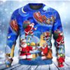 Santa Claus In The Town Magic Night Art Style Christmas Ugly Sweater - Narides