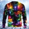 Santa Claus Tree Snowman Neon Light Style Christmas Awesome Ugly Sweater - Narides