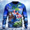 Santa Riding A Dragon Christmas Awesome Ugly Sweater - Narides