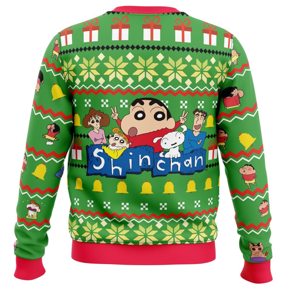 Santa Shinnosuke Crayon Shin-chan Ugly Christmas Sweater - Holiday Jumper Sweatshirt - Narides