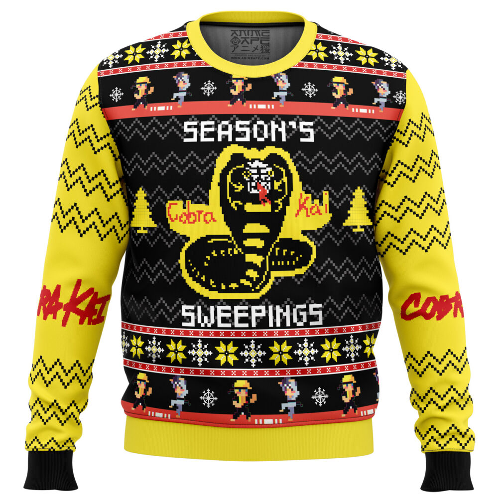 Season's Sweepings Cobra Kai Ugly Christmas Sweater - Holiday Jumper Sweatshirt - Narides