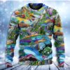 Shark Hippie Colorful Art Peace Christmas Limited Ugly Sweater - Narides