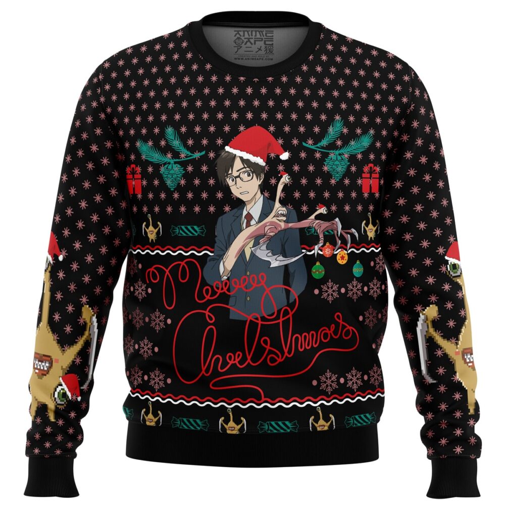 Shinichi Izumi Parasyte Ugly Christmas Sweater - Holiday Jumper Sweatshirt - Narides