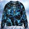 Skull Black Ground Thunder Christmas Awesome Ugly Sweater - Narides