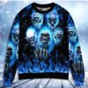 Skull Blue Skull Angry Style Christmas Ugly Sweater - Narides