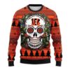 Skull Flower Calavera Cincinnati Bengals Christmas Ugly Sweater - Narides