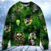 Skull Lets Get High Green Christmas Awesome Ugly Sweater - Narides