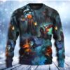 Skull Pumpkin Scary Sky Night Christmas Awesome Ugly Sweater - Narides