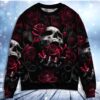 Skull Rose Blood Dark Screaming Christmas Awesome Ugly Sweater - Narides