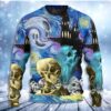 Skull Smoke Scream Starry Night Funny Boo Art Style Christmas Limited Ugly Sweater - Narides