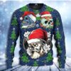 Skull With Santa Hat Merry Snow Christmas Ugly Sweater - Narides