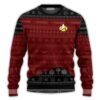 Star Trek The Next Generation 1987 Red Christmas Custom Christmas Ugly Sweater - Narides