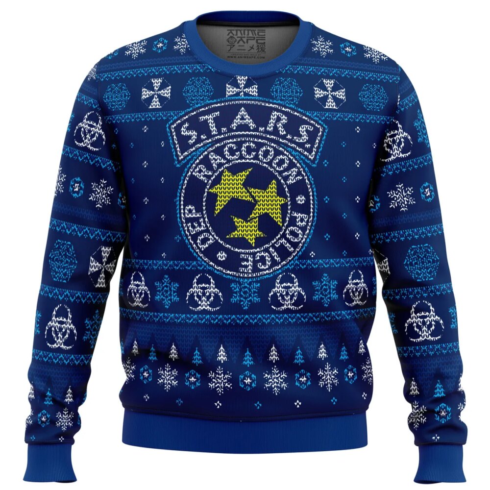 STARS Racoon City Police Resident Evil Ugly Christmas Sweater - Holiday Jumper Sweatshirt - Narides