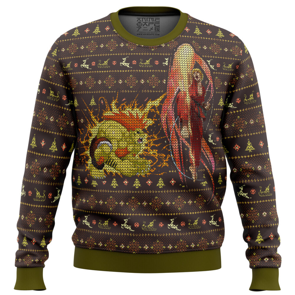 Street Fighter Ken Vs. Blanka Ugly Christmas Sweater - Holiday Jumper Sweatshirt - Narides