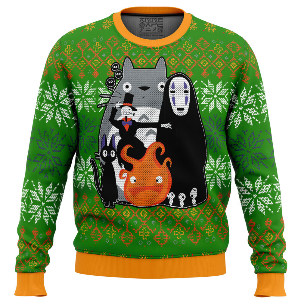 Studio Ghibli Miyazaki Squad Ugly Christmas Sweater - Holiday Jumper Sweatshirt - Narides