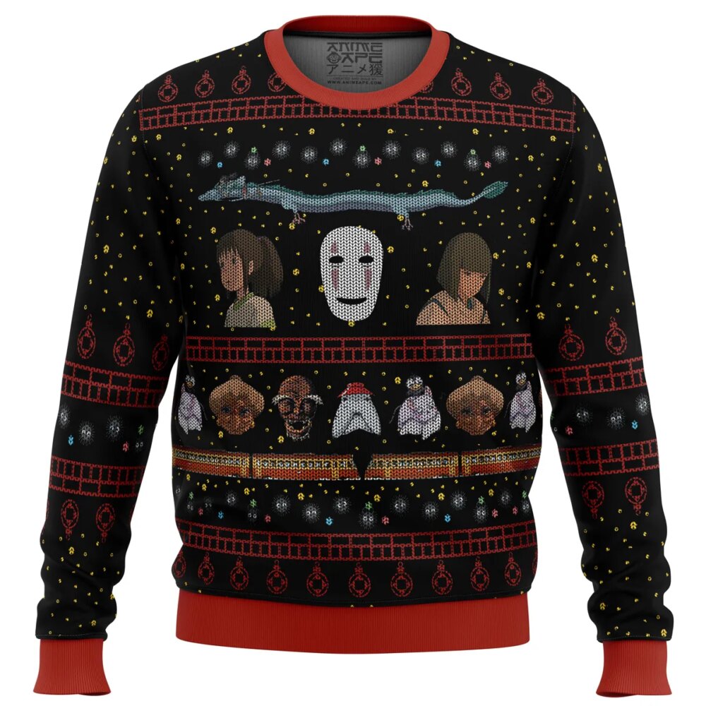 Studio Ghibli No Face Spirited Away Ugly Christmas Sweater - Holiday Jumper Sweatshirt - Narides