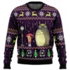 Studio Ghibli Totoro Rain Miyazaki Ugly Christmas Sweater - Holiday Jumper Sweatshirt - Narides