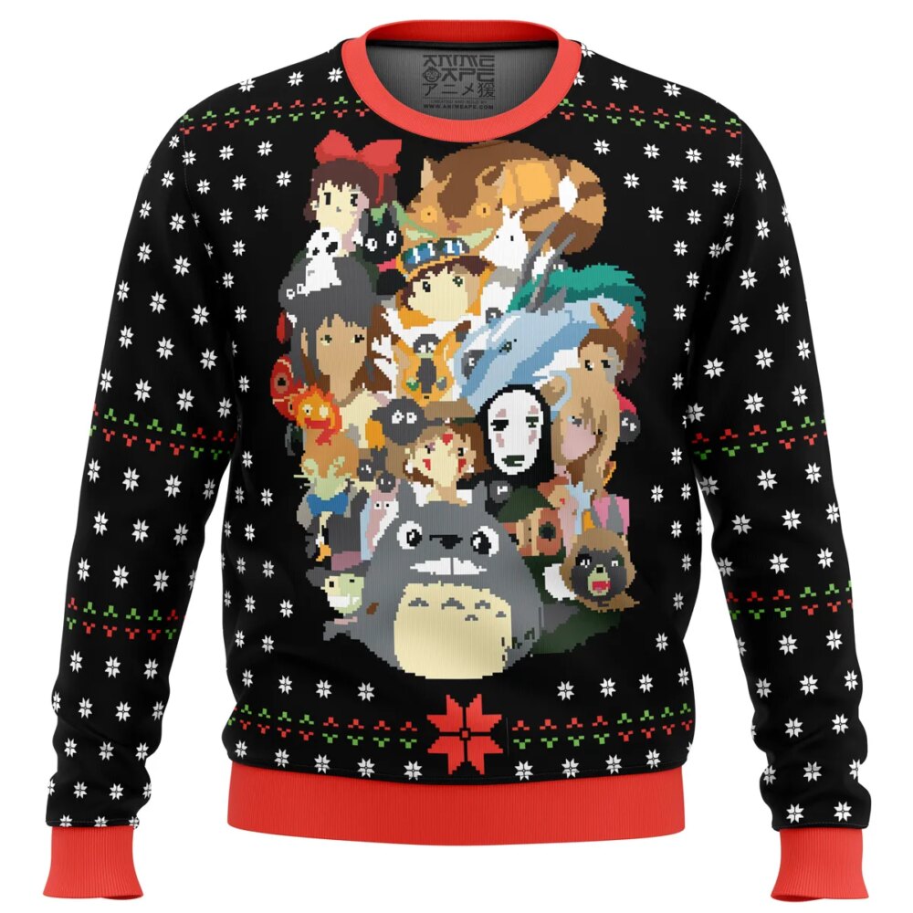 Studio Ghibli Xmas Main Miyazaki Ugly Christmas Sweater - Holiday Jumper Sweatshirt - Narides